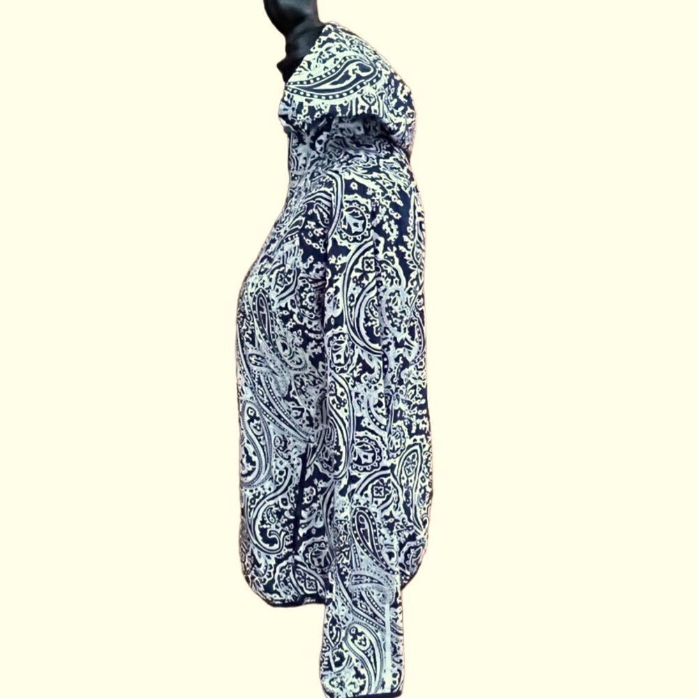 New Balance/J Crew navy paisley hooded wind breaker rain resistant sz S - Picture 5 of 9